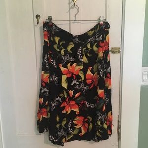 Bold floral maxi skirt. Orange lilies and butterfly print